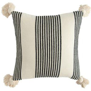 Black Striped Tassel Pillow